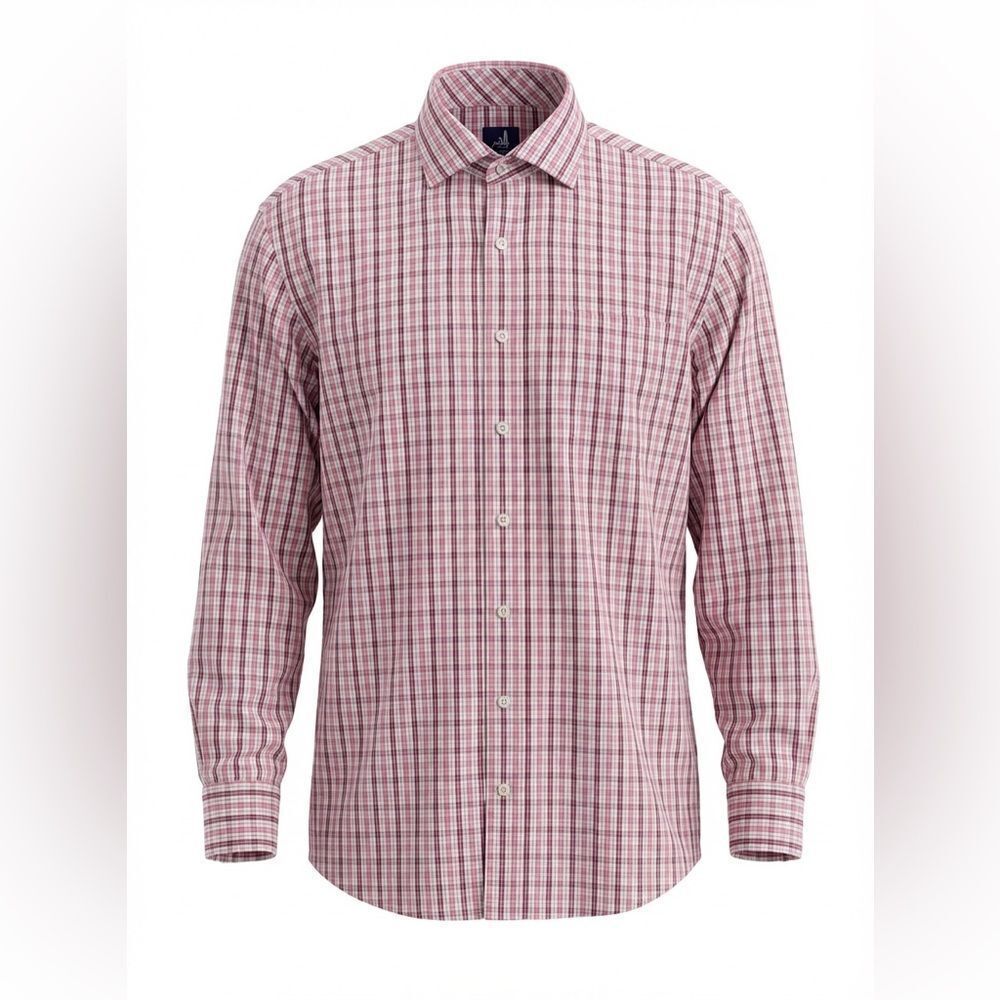 JOHNNIE-O MENS BUTTON DOWN SHIRT SIZE M RED PINK STRIPES